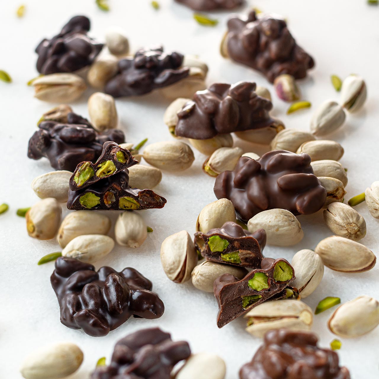 Milk or Dark Chocolate Covered Pistachio Cluster