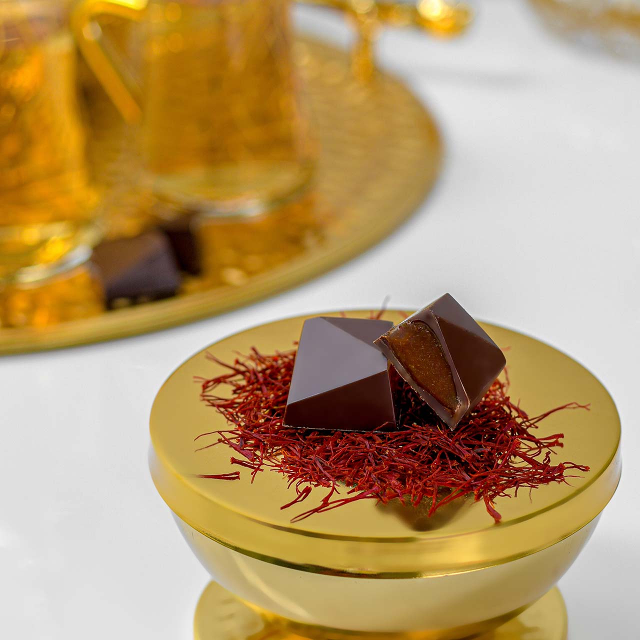 Dark Chocolate Saffron Caramel