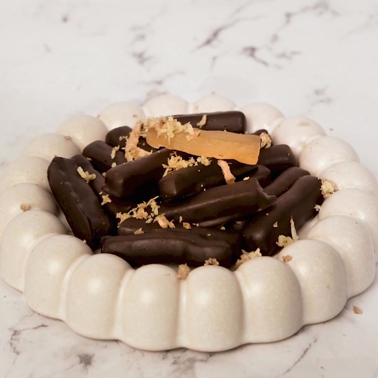 Dark Chocolate Candied Ginger Sticks