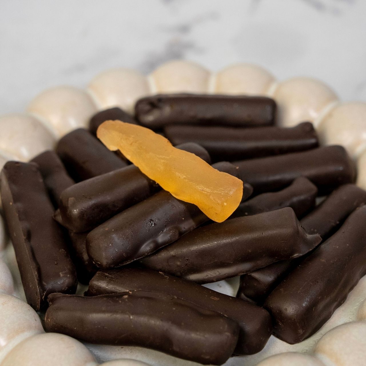 Dark Chocolate Candied Ginger Sticks