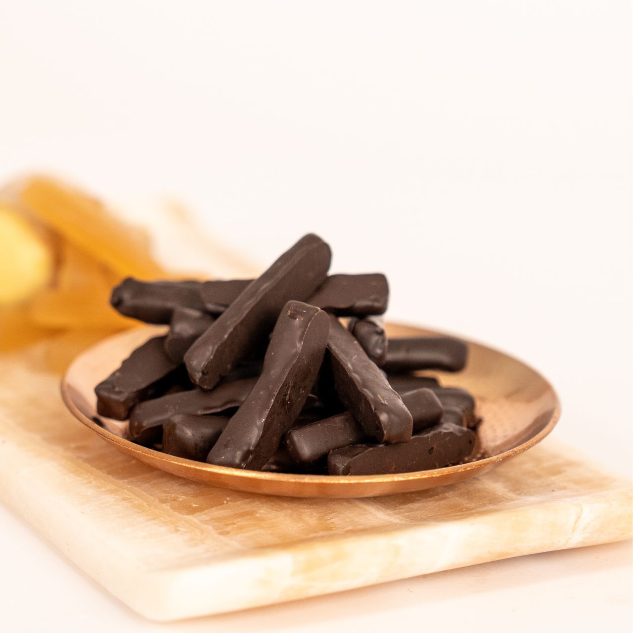 Dark Chocolate Candied Ginger Thins