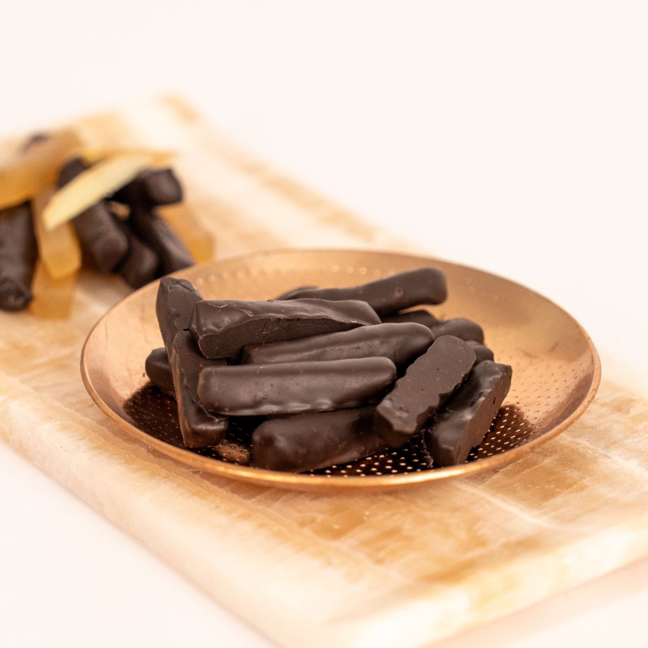 Dark Chocolate Candied Ginger Thins